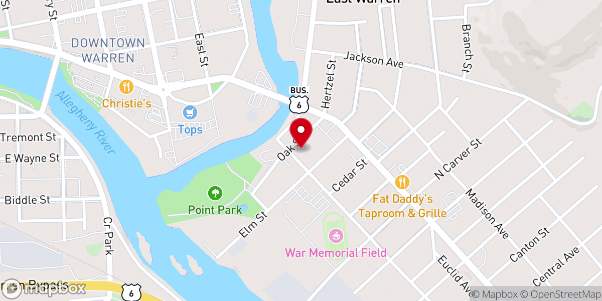 Map showing location of Kinzua Christian Fellowship