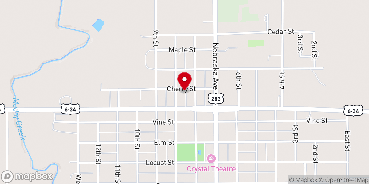 Map showing location of Arapahoe Chamber of Commerce