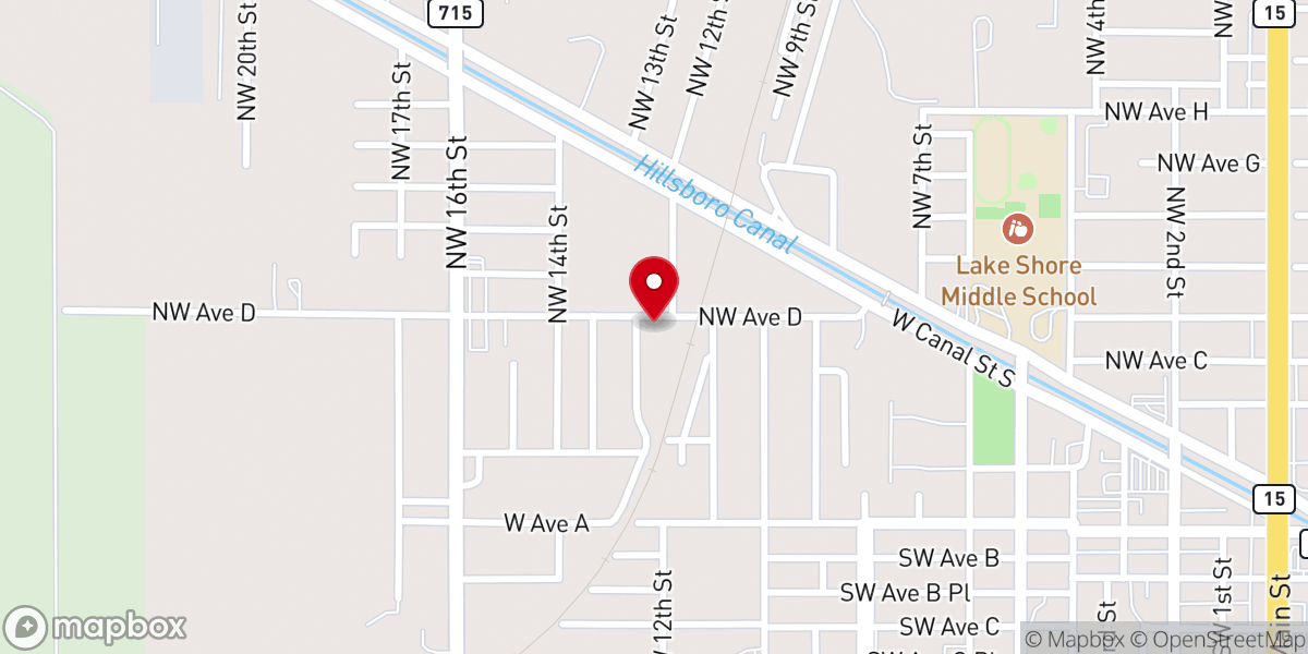 Map showing location of Belle Glade Trinity Temple Seventh-day Adventist Church
