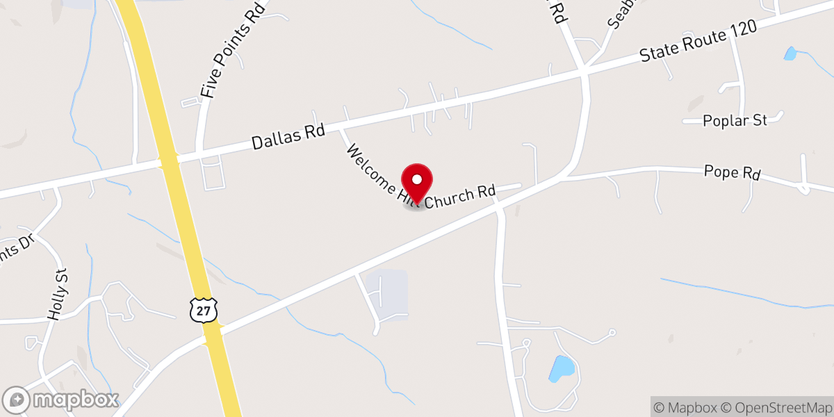 Map showing location of Welcome Hill Church