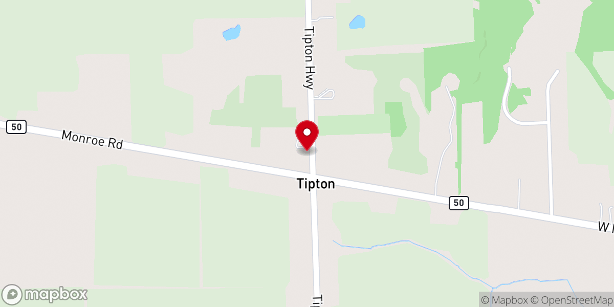 Map showing location of Tipton Community Congregational Church