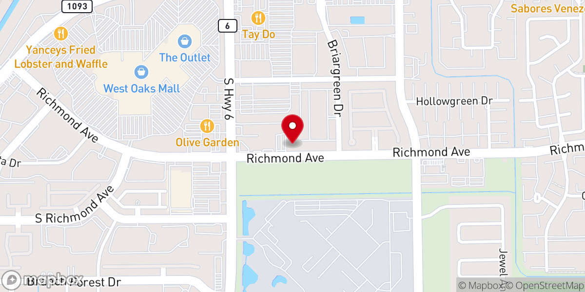 Map showing location of West Oaks Fellowship