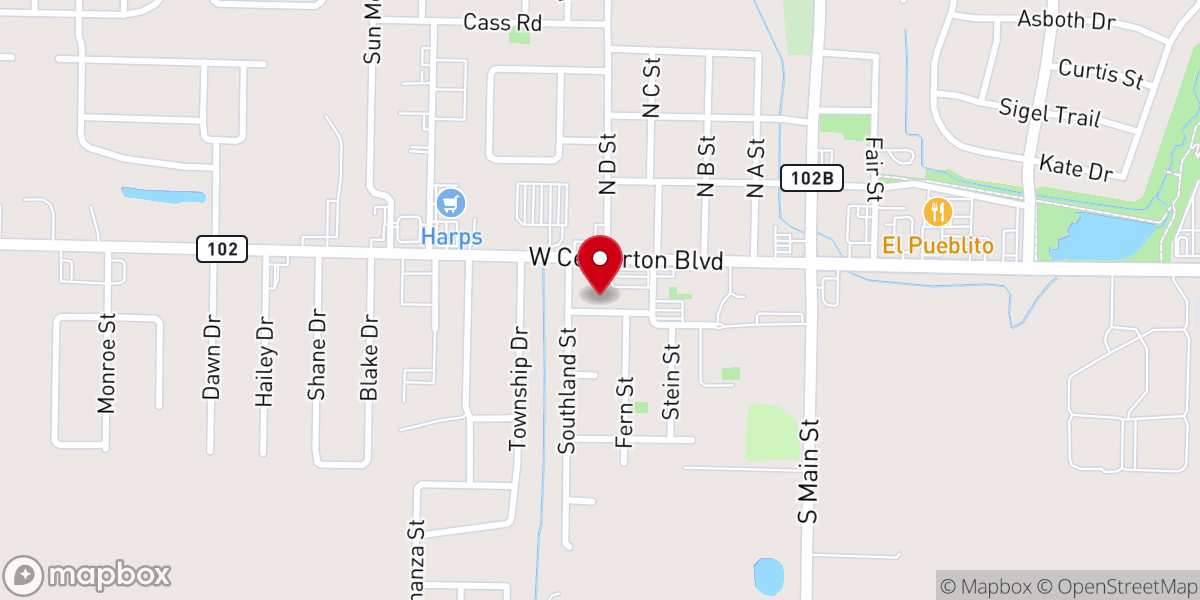 Map showing location of Christain Life Center Centerton