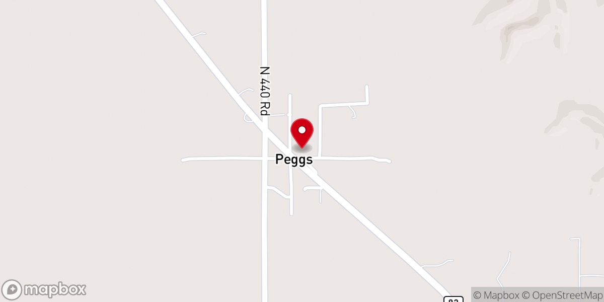 Map showing location of Peggs Community Center