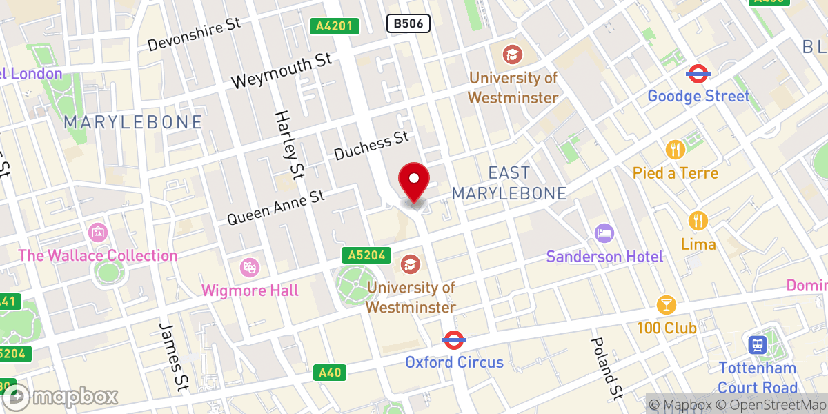 Map showing location of All Souls Langham Place