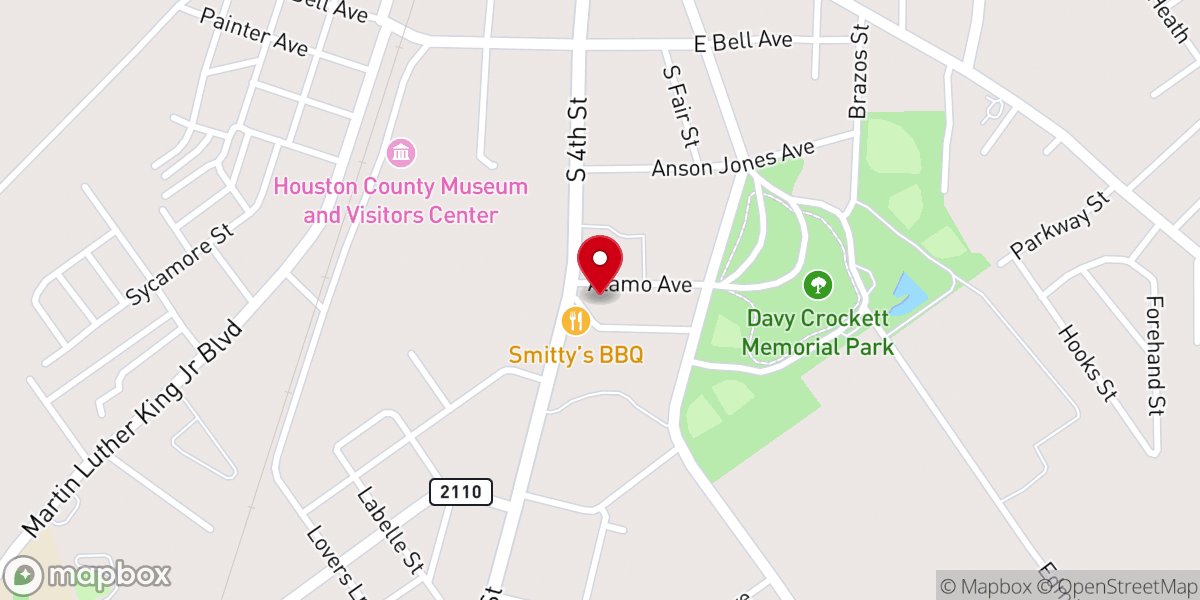 Map showing location of Crockett Church of God