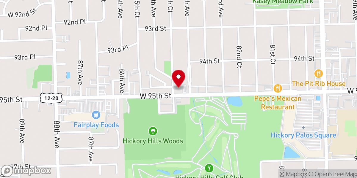 Map showing location of Hickory Hills Presbyterian Church