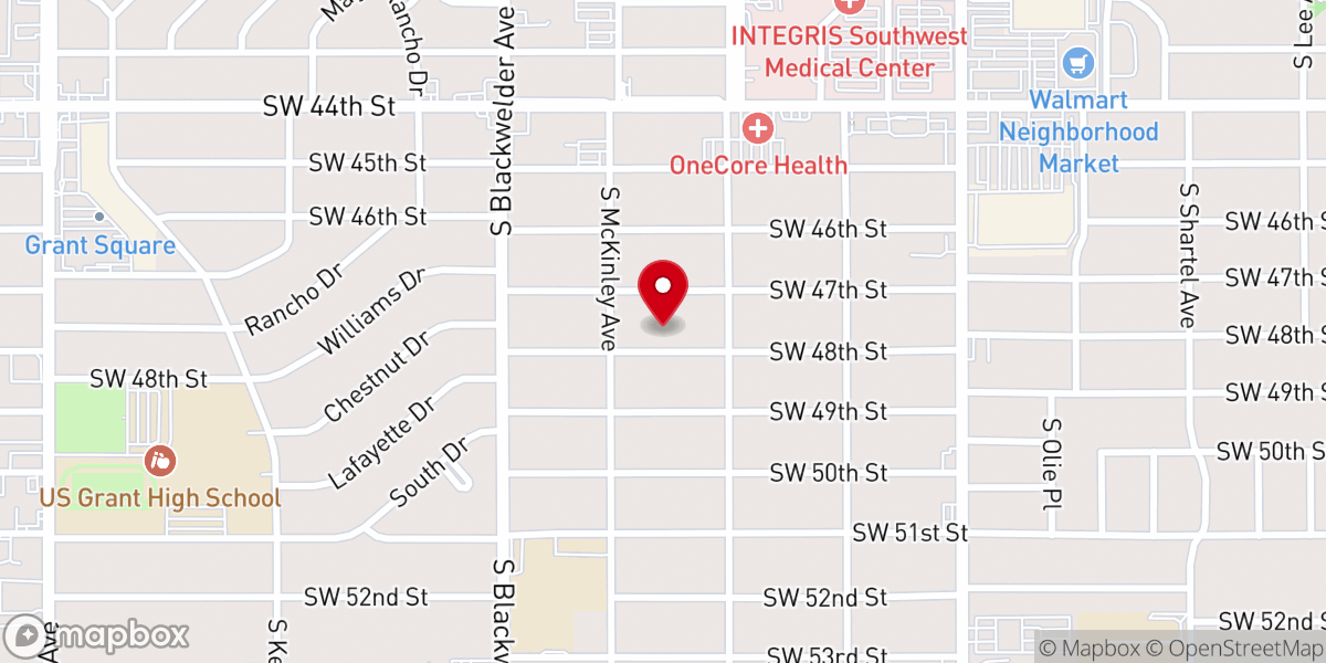 Map showing location of Sunnyside Baptist Church