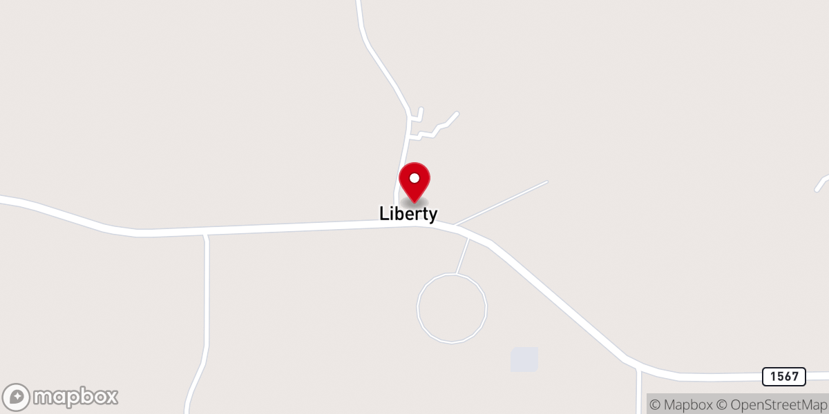 Map showing location of South Liberty Baptist Church