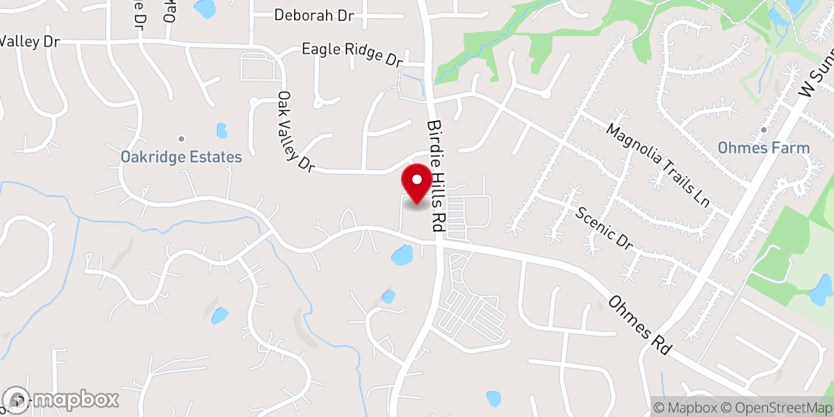 Map showing location of Oakridge Baptist Church