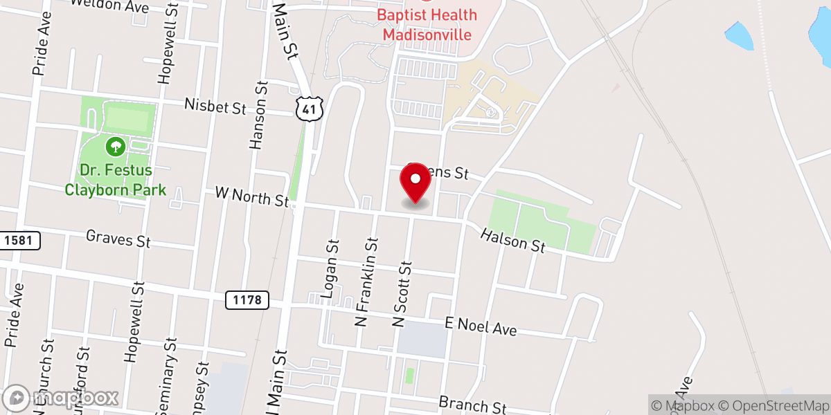 Map showing location of Eastview Missionary Baptist Church