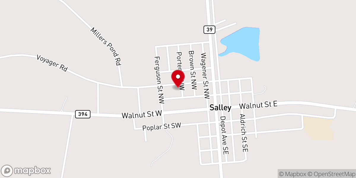 Map showing location of Salley United Methodist Church