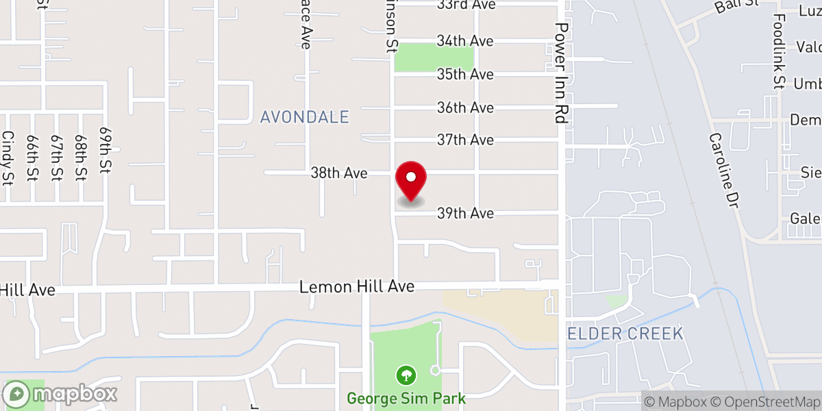 Map showing location of Sacramento Mount Sinai Church of God in Christ