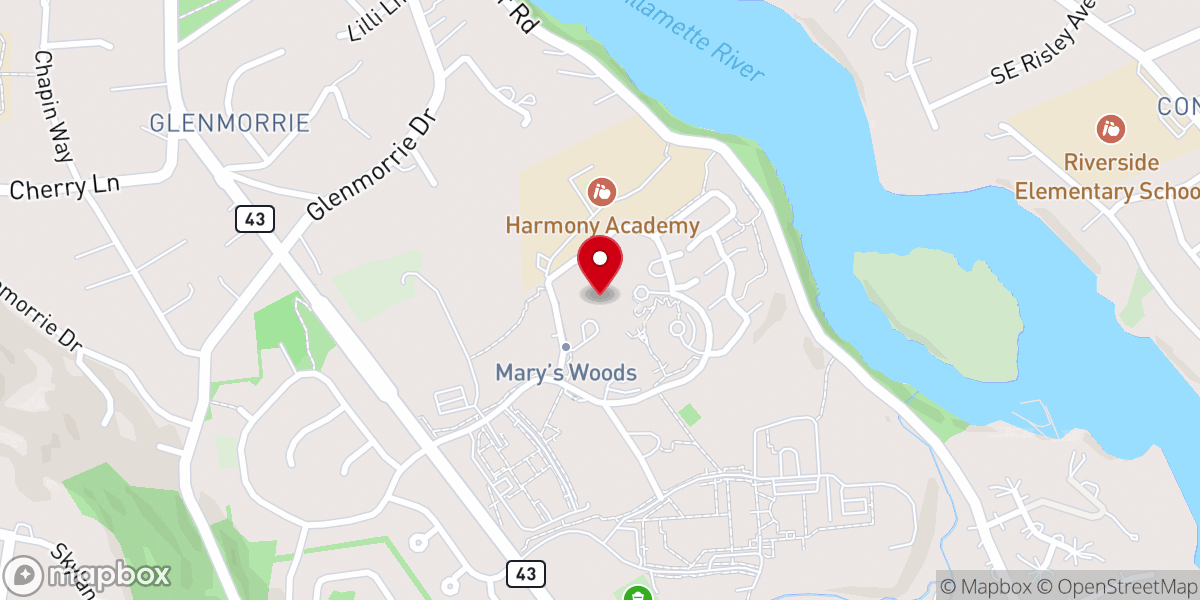 Map showing location of Mary's Woods