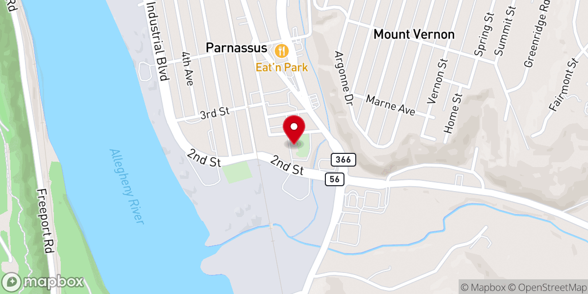 Map showing location of Logans Ferry Presbyterian Church