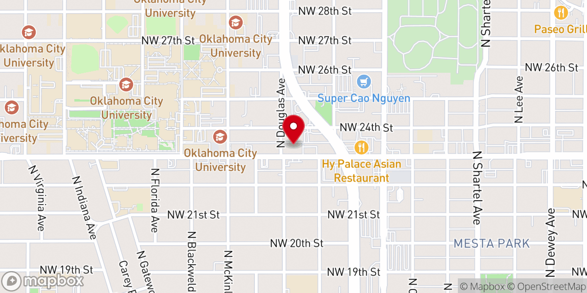 Map showing location of Trinity OKC