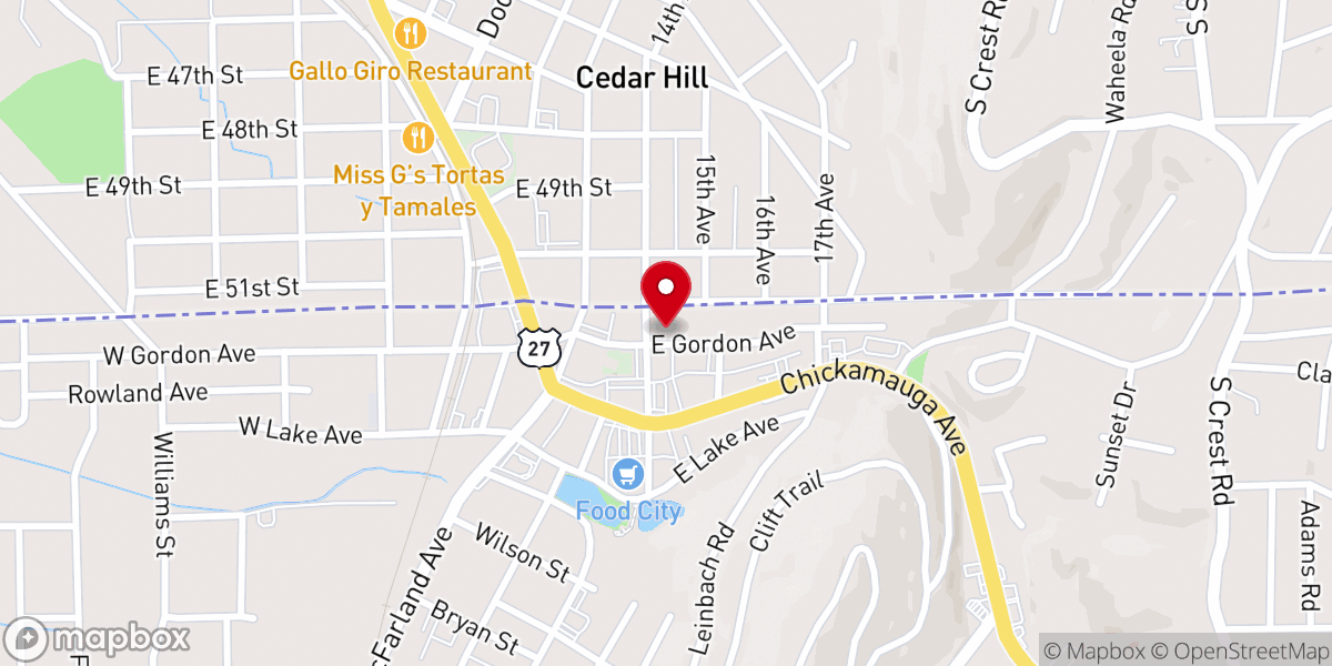 Map showing location of Peavine City Church Rossville