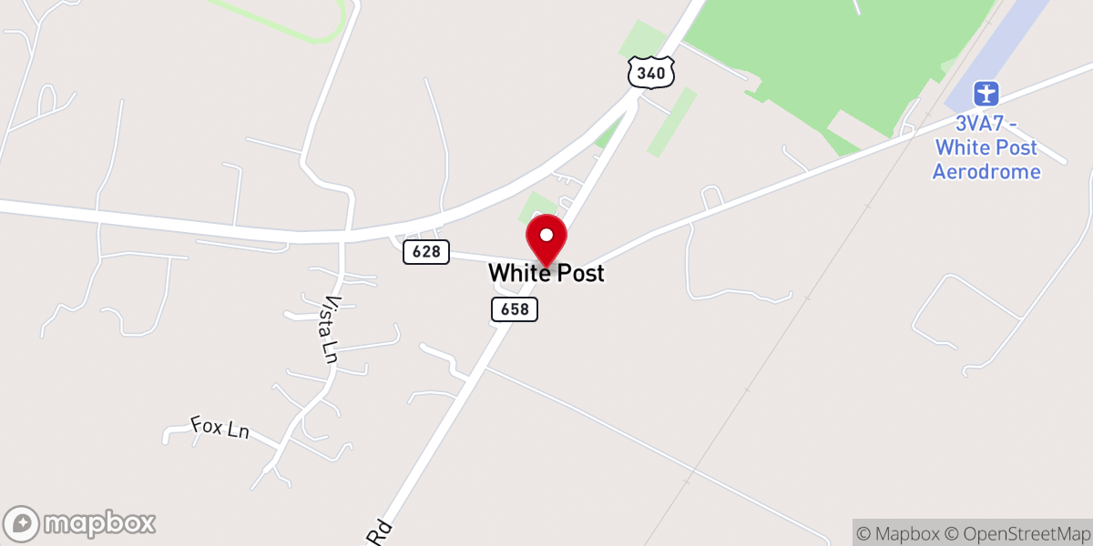 Map showing location of White Post
