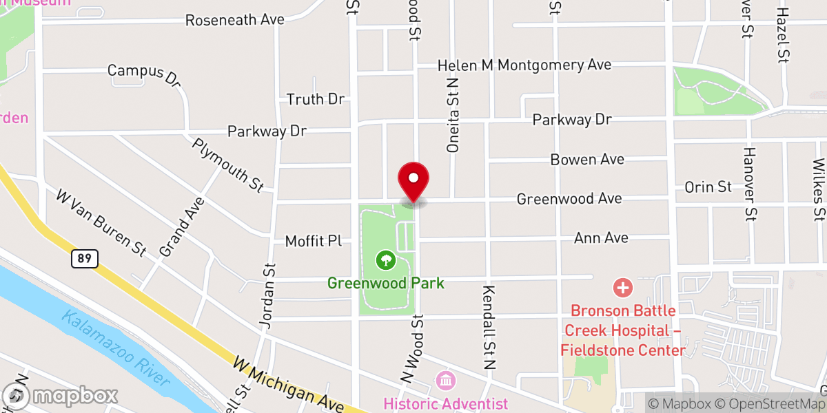Map showing location of Washington Heights United Methodist Church
