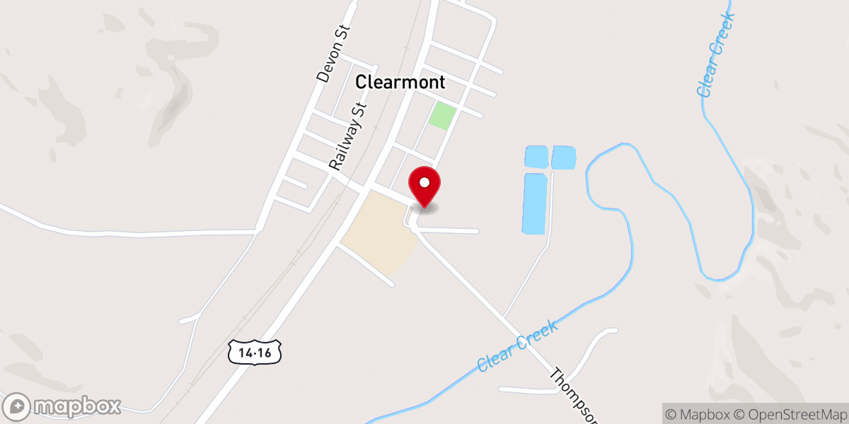 Map showing location of Clearmont Community Church