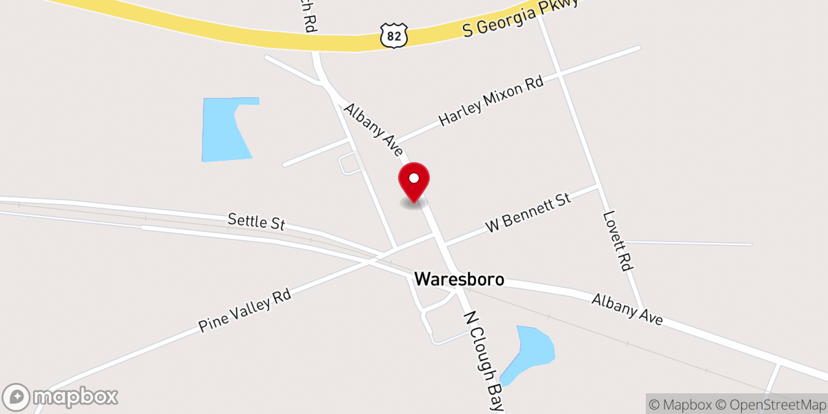 Map showing location of Waresboro United Methodist Church