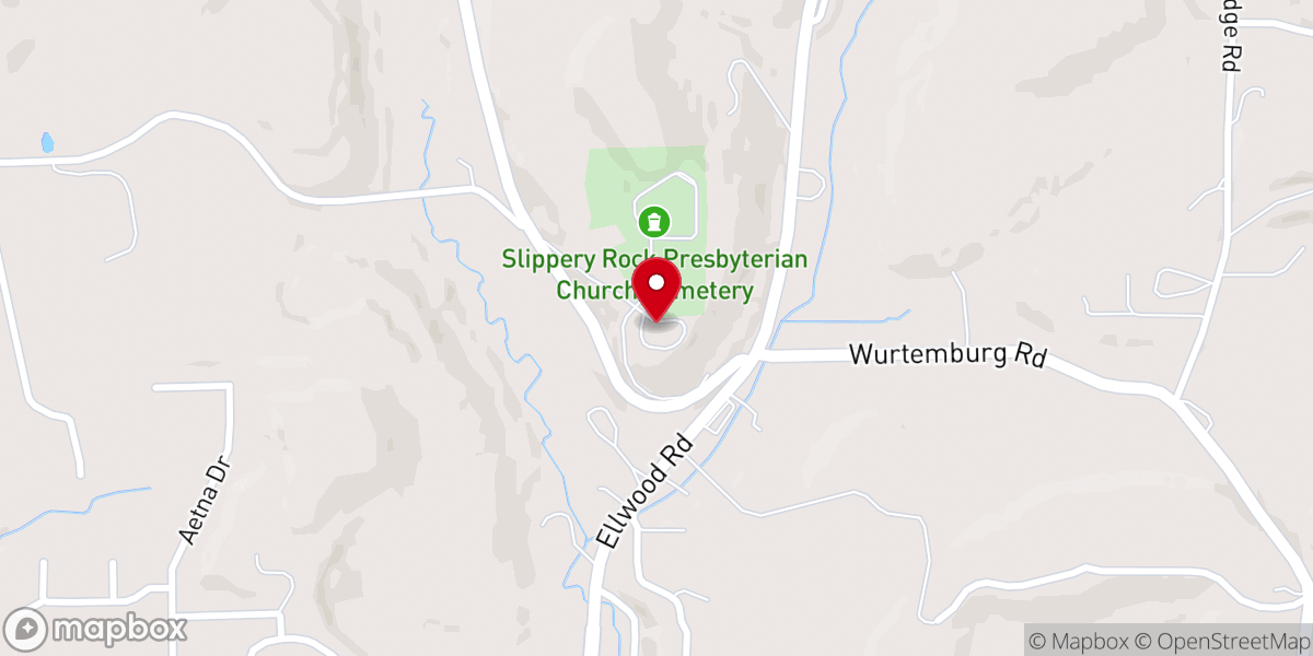 Map showing location of Slippery Rock Presbyterian Church