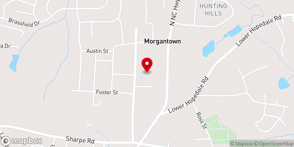 Map showing location of Morgantown Baptist Church