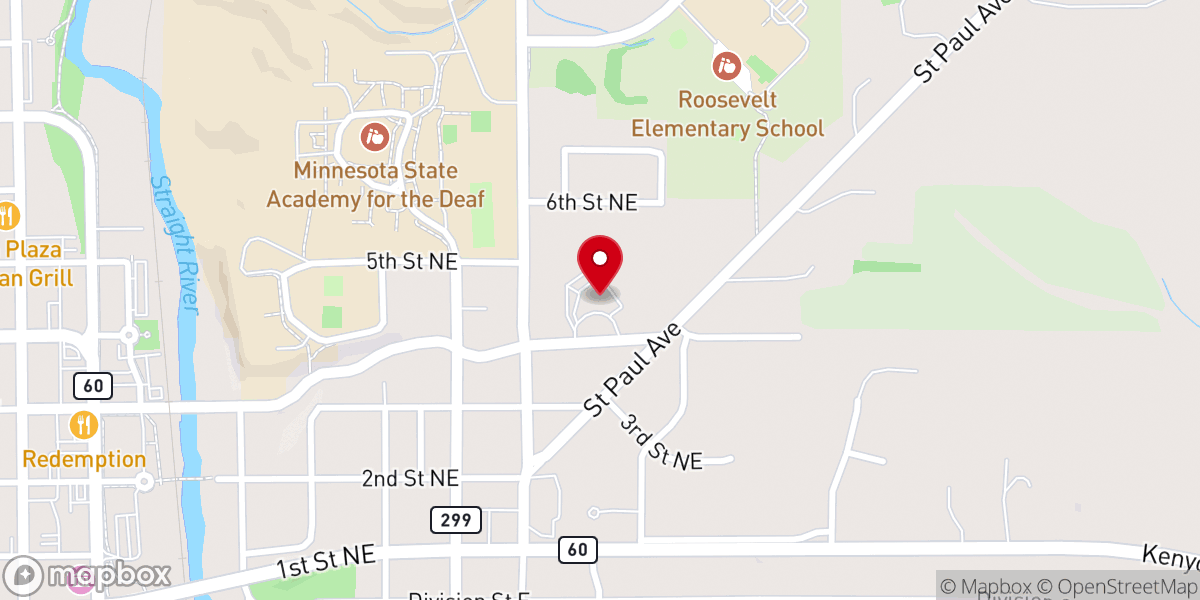 Map showing location of River Valley Church - Faribault Campus