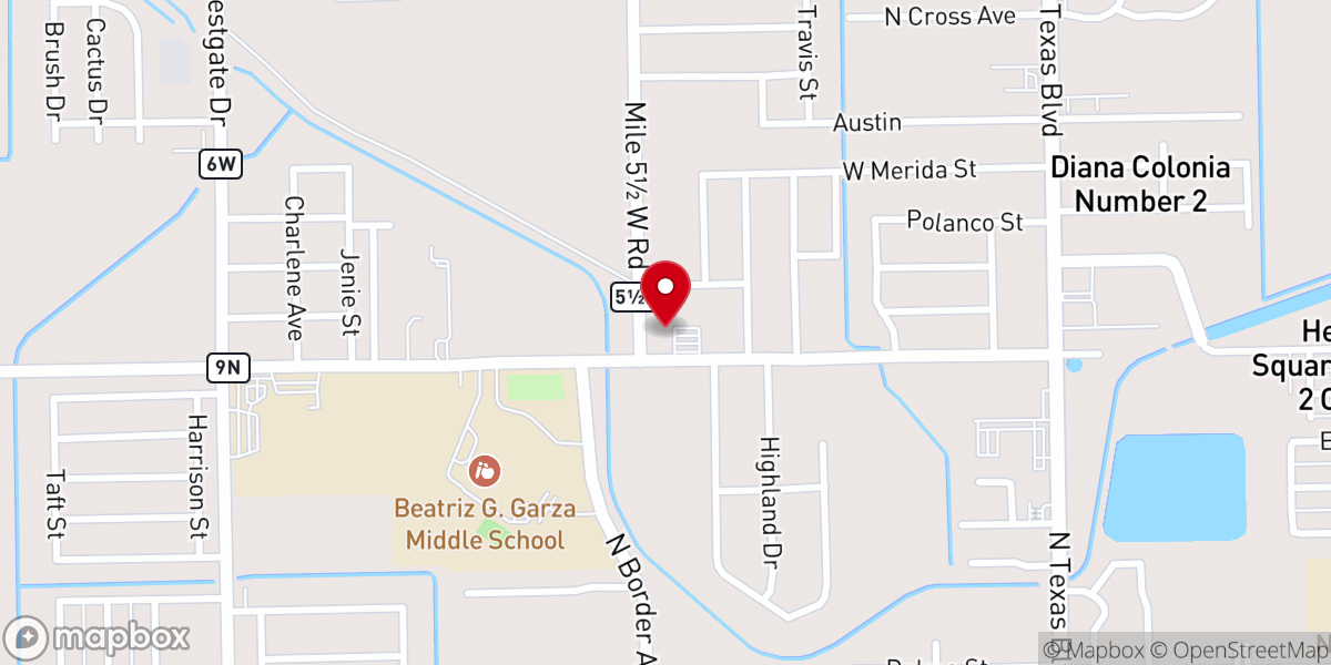 Map showing location of The Pentecostals of Weslaco
