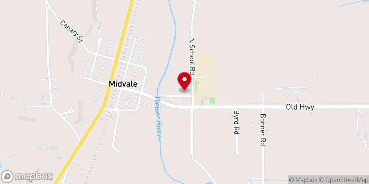 Map showing location of Midvale Community Baptist Church