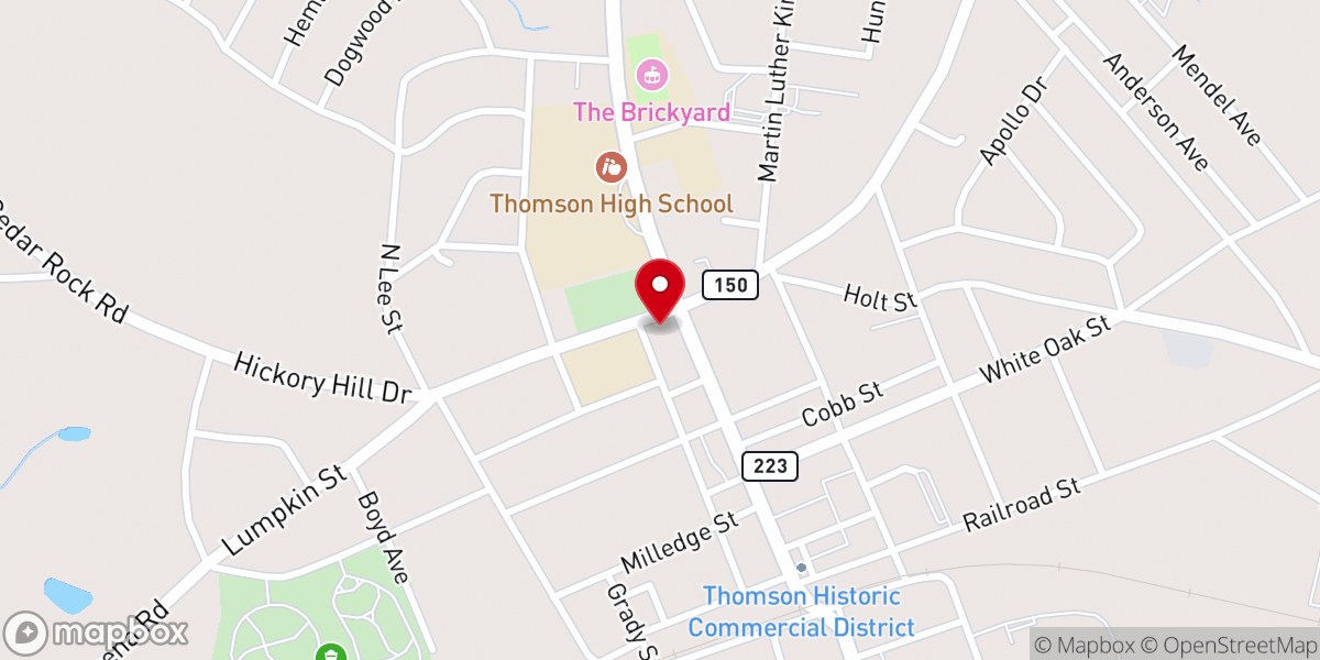 Map showing location of Thomson First Methodist Church