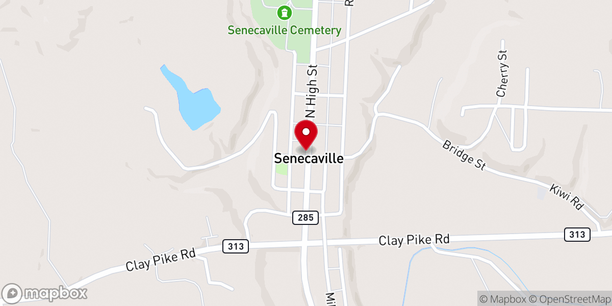 Map showing location of Senecaville United Methodist