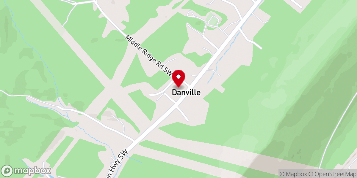 Map showing location of Danville Community Baptist Church