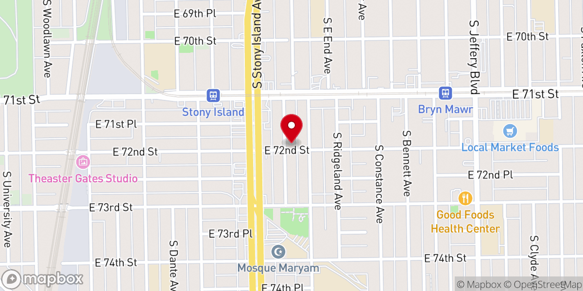 Map showing location of South Shore Bible Baptist Church
