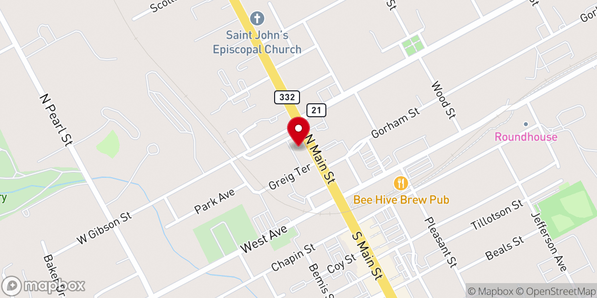 Map showing location of First Congregational Church of Canandaigua