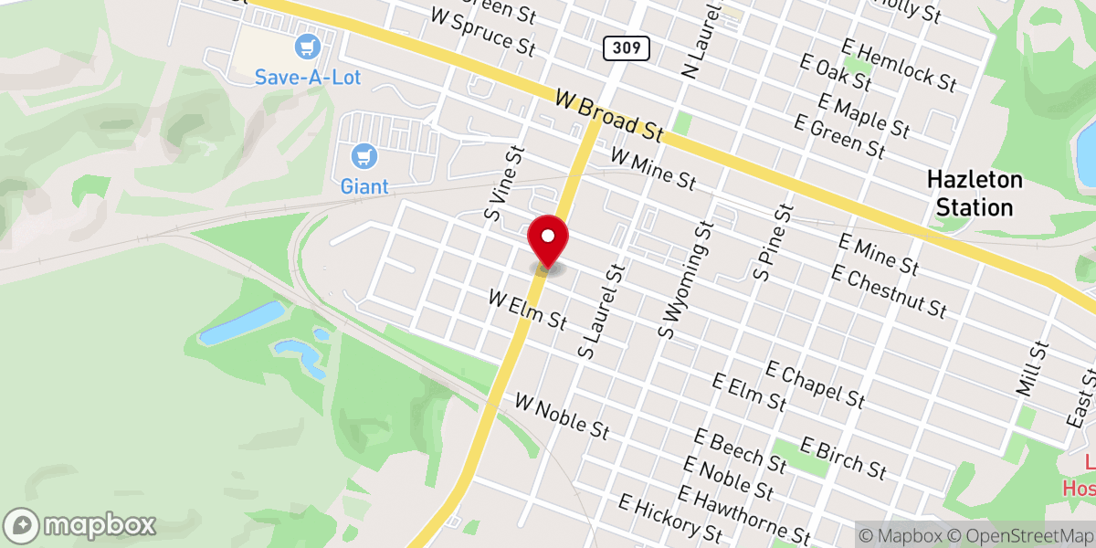 Map showing location of Hazleton Urgent Care Center