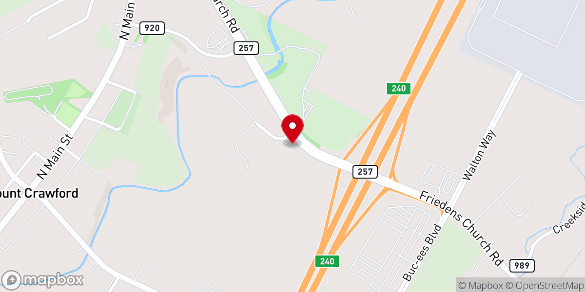 Map showing location of Mt. Crawford Park & Ride