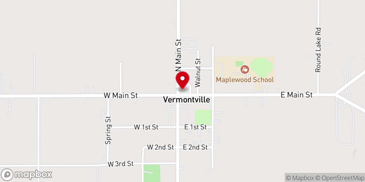 Map showing location of Vermontville Community Center