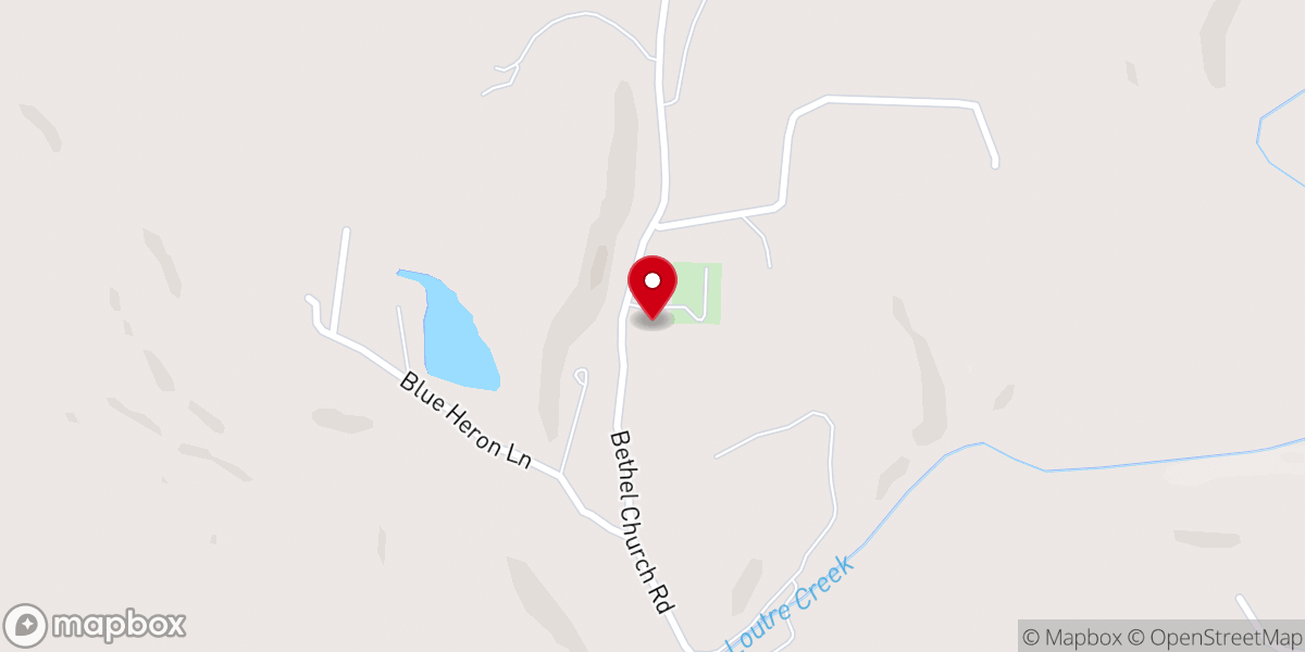 Map showing location of Bethel Church
