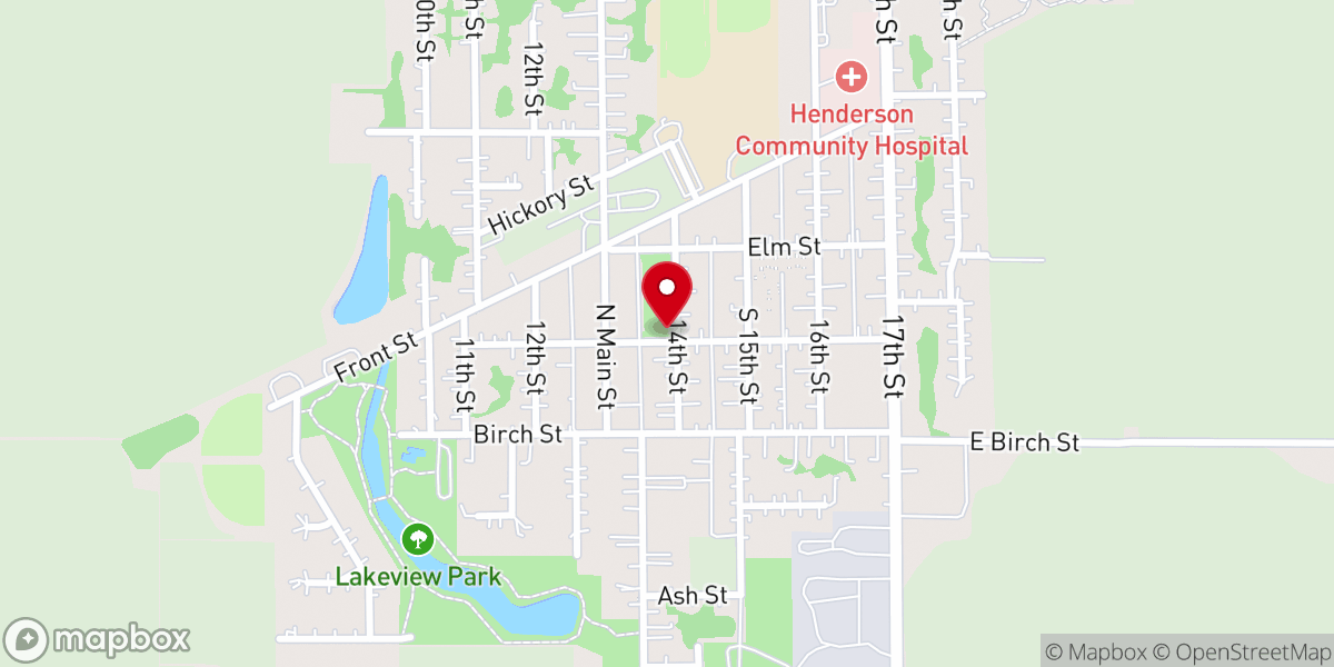 Map showing location of Henderson Nebraska Centennial Historical Marker