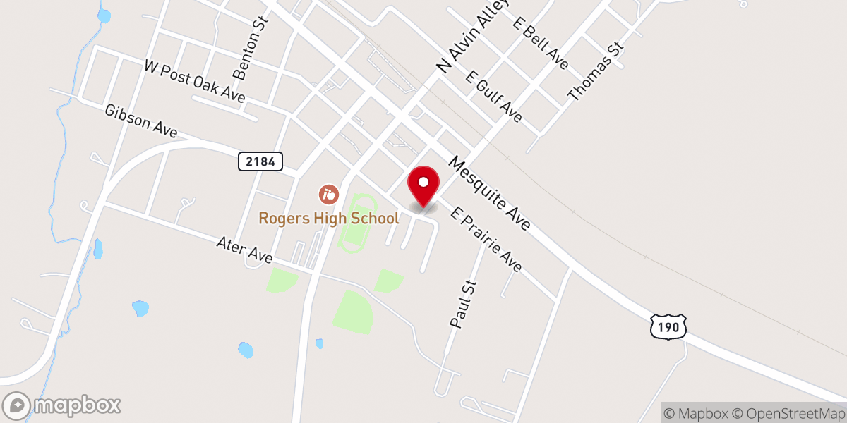 Map showing location of Rogers Church of Christ