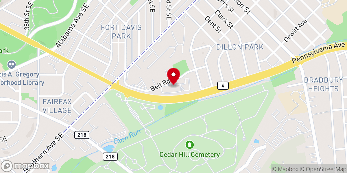 Map showing location of Maple Springs Baptist Church