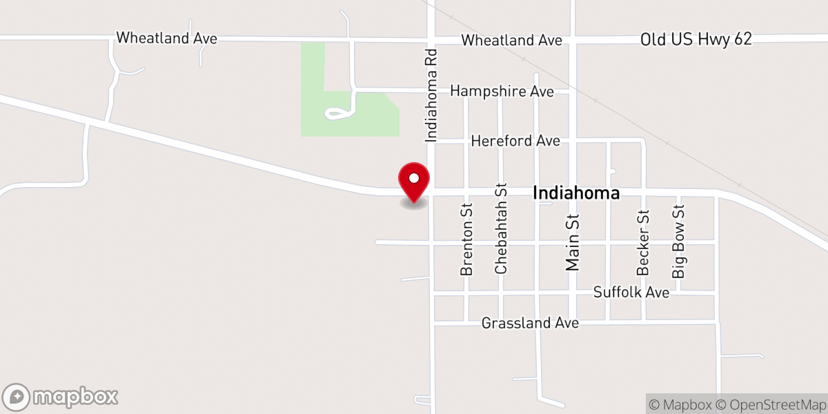 Map showing location of Indiahoma City Hall