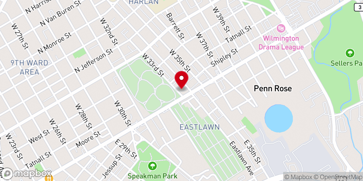 Map showing location of Eighth St Baptist Church