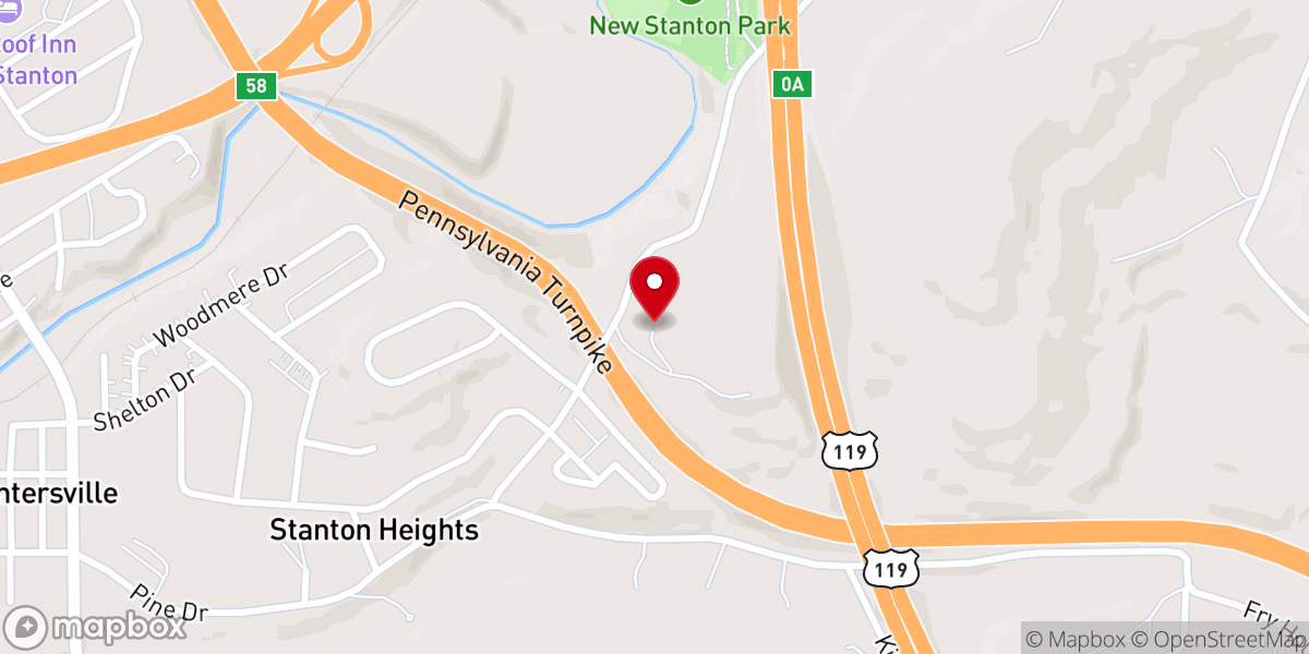 Map showing location of New Stanton Assembly of God