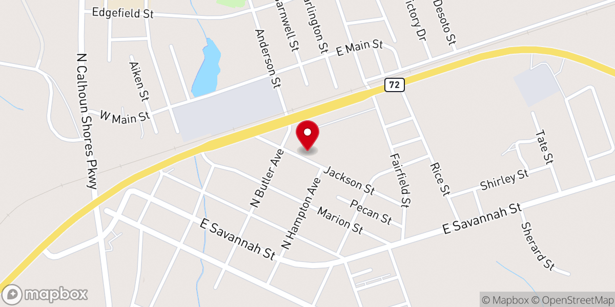 Map showing location of Calhoun Falls United Methodist