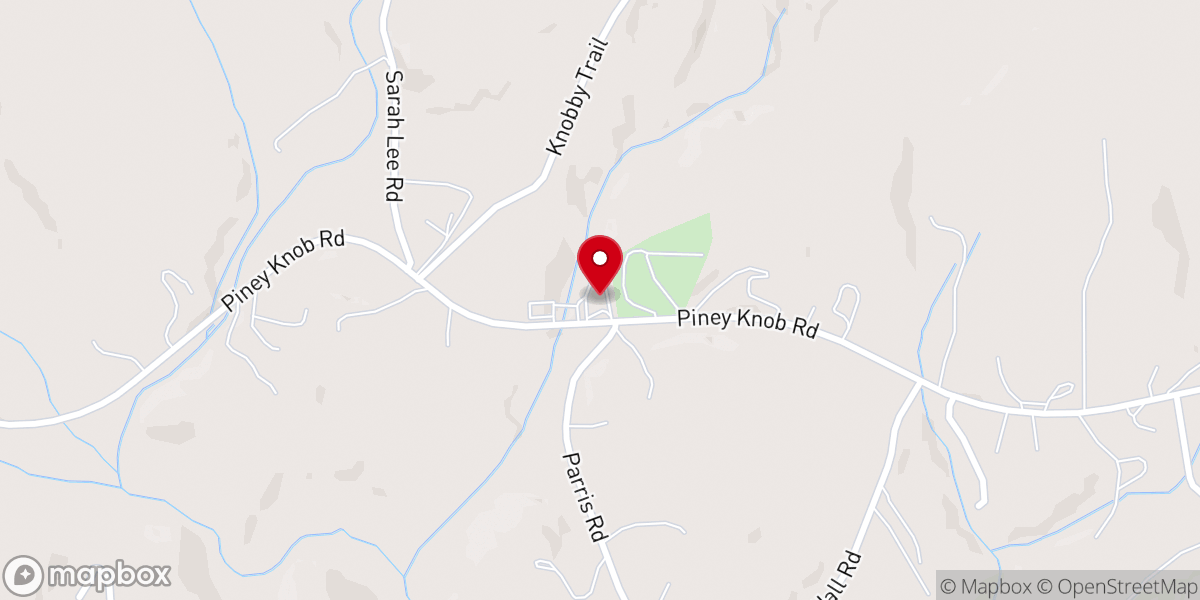 Map showing location of Piney Knob Baptist Church