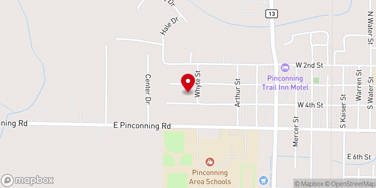 Map showing location of Pinconning United Methodist