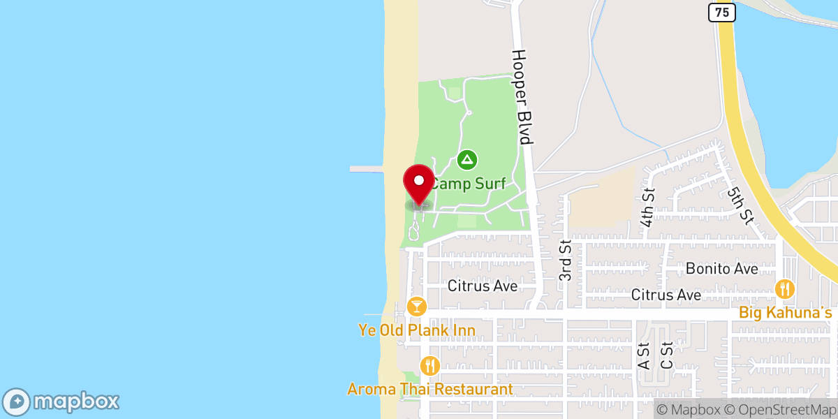 Map showing location of YMCA Camp Surf