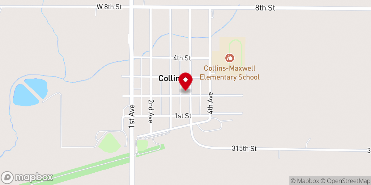 Map showing location of Collins Christian Church